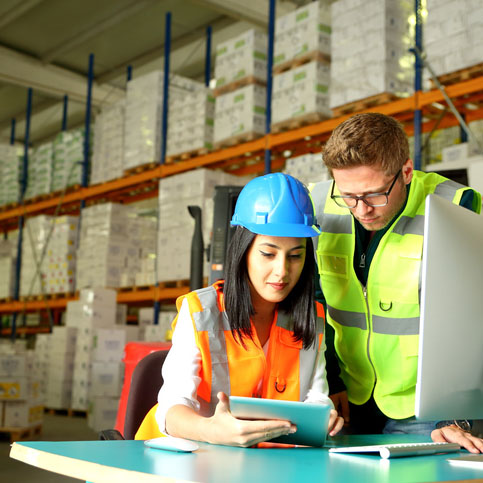 Working together in a warehouse
